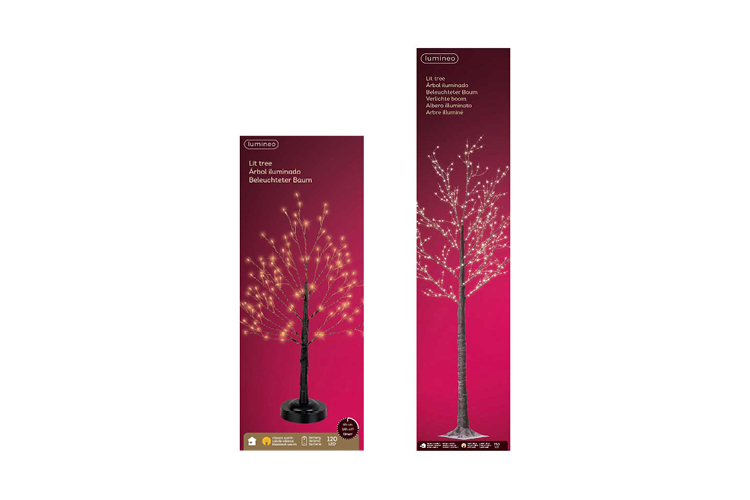 Opmaak verlichte kerstbomen